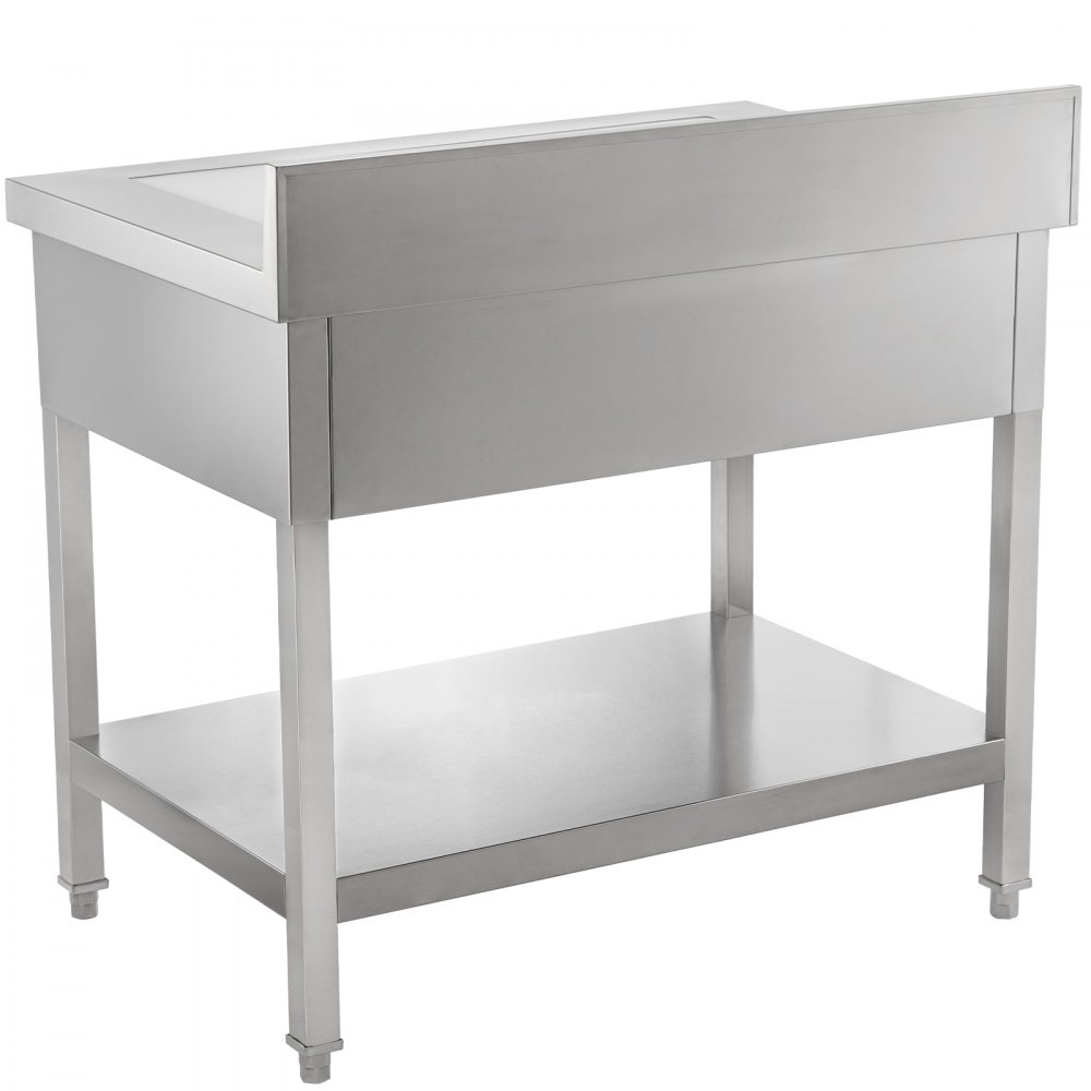 VEVOR Stainless Steel Work Table 24 x 42 in Commercial Food Prep Worktable with 2 Drawers, Undershelf and Backsplash, 992 lbs Load Stainless Steel Kitchen Island for Restaurant, Home and Hotel