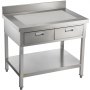 VEVOR Commercial Worktable Workstation 24 x 42 In Commercial Food Prep Worktable with 2 Drawers, Undershelf and Backsplash, 992 lbs Load Stainless Steel Kitchen Island for Restaurant, Home and Hotel