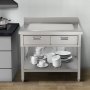 VEVOR Stainless Steel Work Table 24 x 42 in Commercial Food Prep Worktable with 2 Drawers, Undershelf and Backsplash, 992 lbs Load Stainless Steel Kitchen Island for Restaurant, Home and Hotel