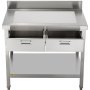 VEVOR Stainless Steel Work Table 24 x 42 in Commercial Food Prep Worktable with 2 Drawers, Undershelf and Backsplash, 992 lbs Load Stainless Steel Kitchen Island for Restaurant, Home and Hotel