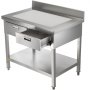 VEVOR Stainless Steel Work Table 24 x 42 in Commercial Food Prep Worktable with 2 Drawers, Undershelf and Backsplash, 992 lbs Load Stainless Steel Kitchen Island for Restaurant, Home and Hotel