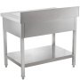 VEVOR Stainless Steel Work Table 24 x 42 in Commercial Food Prep Worktable with 2 Drawers, Undershelf and Backsplash, 992 lbs Load Stainless Steel Kitchen Island for Restaurant, Home and Hotel