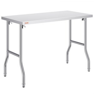 Commercial Worktable Workstation 48 x 24 Inch Folding Commercial Prep Table, Heavy-duty Stainless Steel Folding Table with 661 lbs Load,...