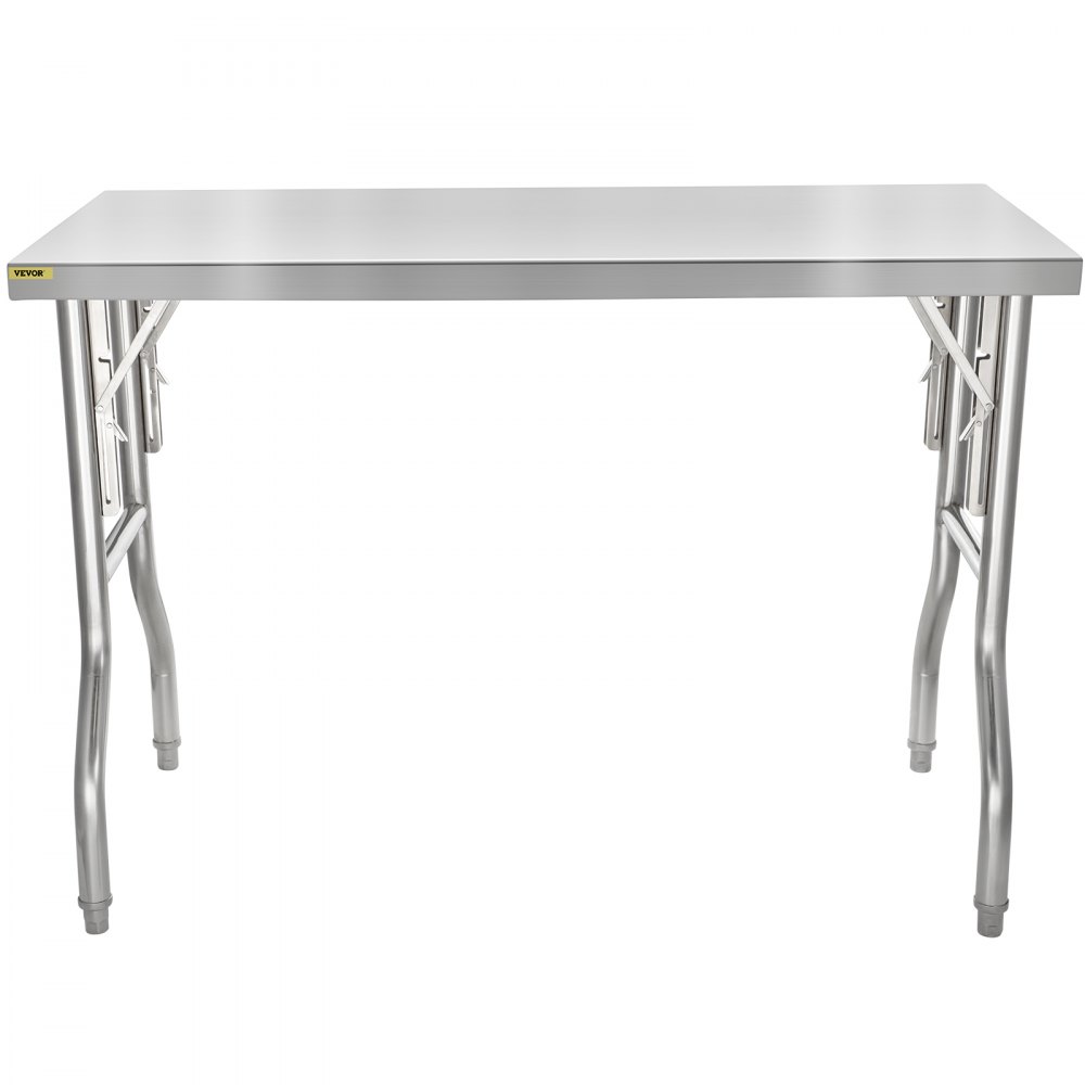 VEVOR Folding Commercial Prep Table, 48 x 24 Inch Commercial Worktable Workstation, Heavy-duty Stainless Steel Folding Table, Kitchen Work Table, for Home Kitchen Restaurant Garage