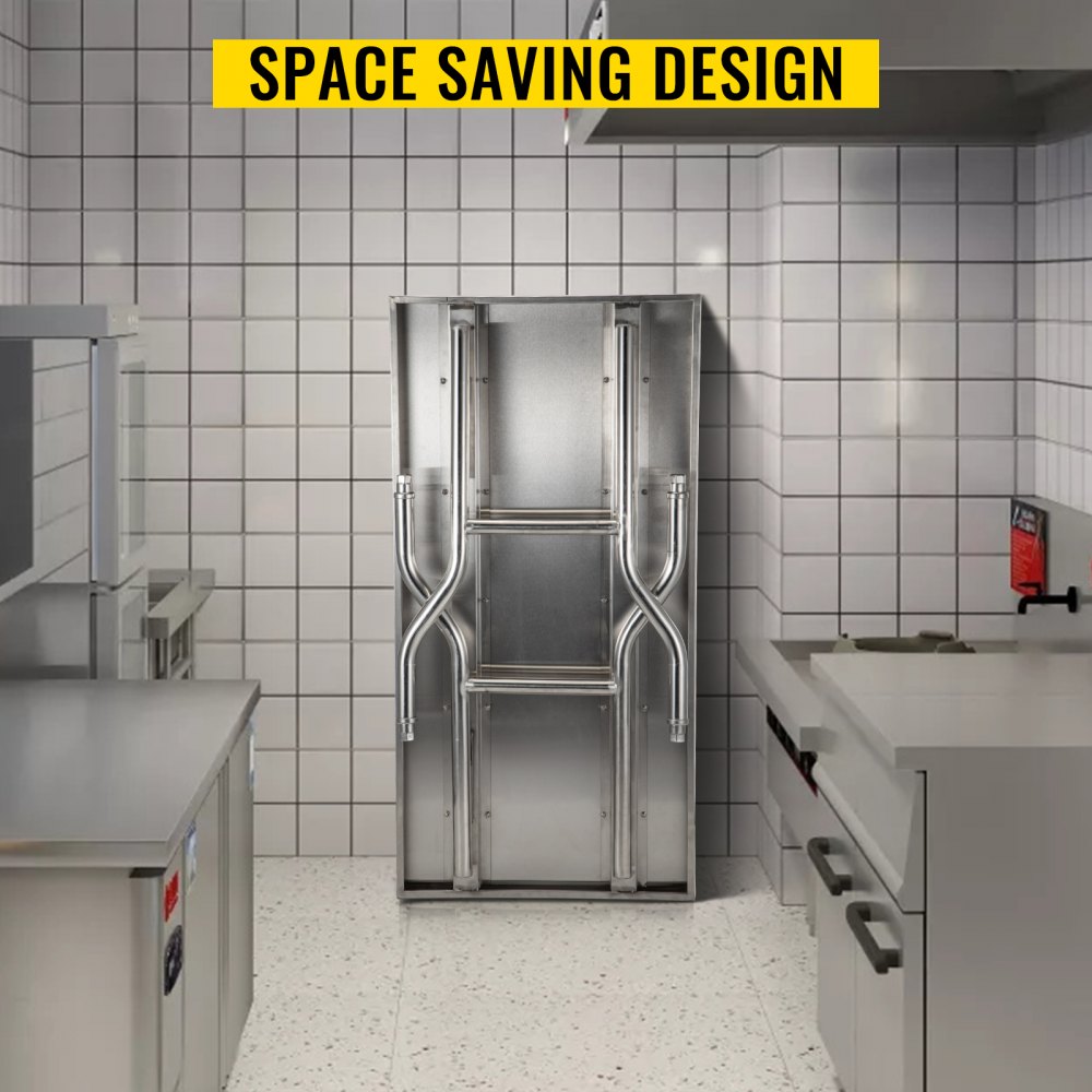 VEVOR Folding Commercial Prep Table, 48 x 24 Inch Commercial Worktable Workstation, Heavy-duty Stainless Steel Folding Table, Kitchen Work Table, for Home Kitchen Restaurant Garage