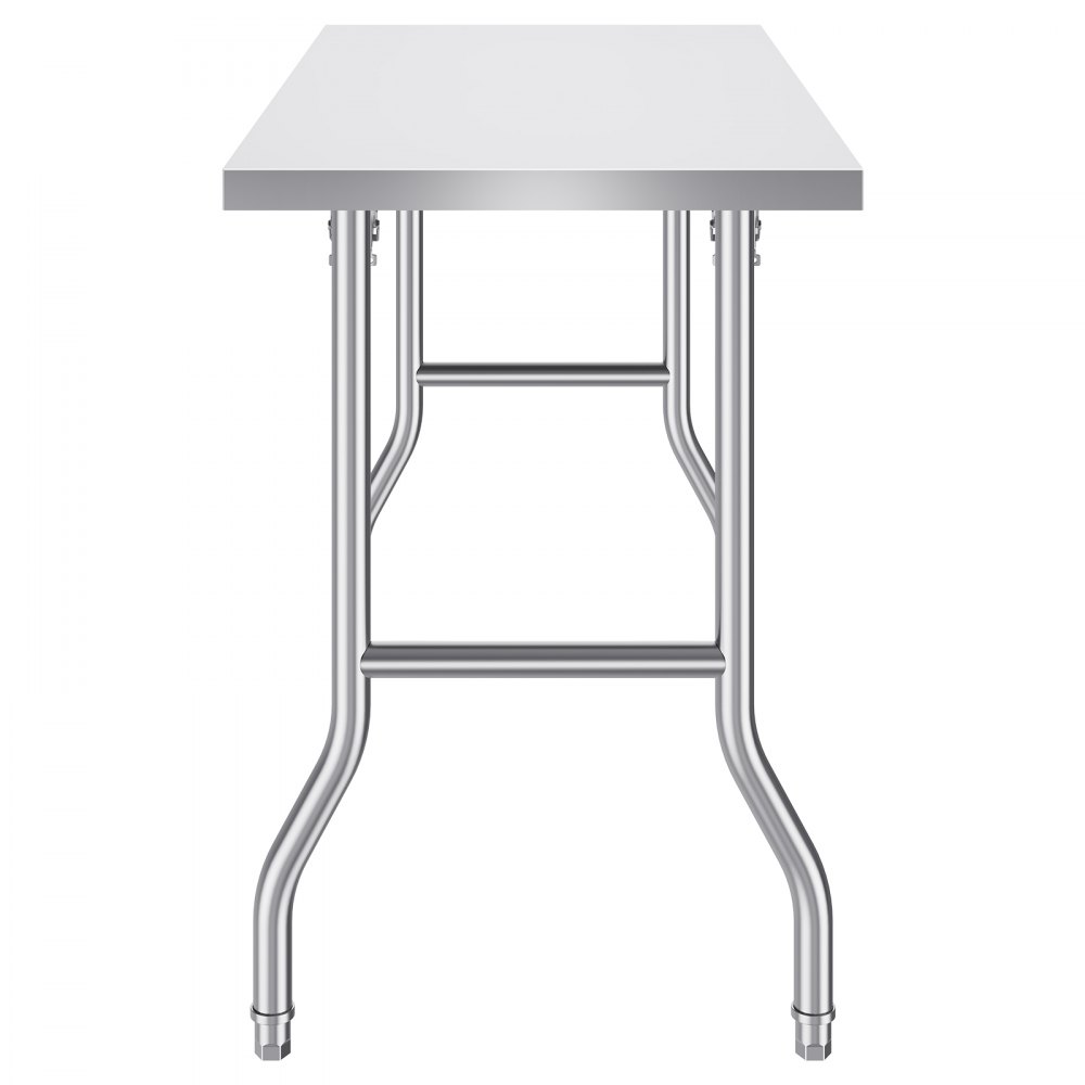 VEVOR stainless steel kitchen island with sturdy legs and sleek surface.