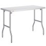 VEVOR Commercial Worktable Workstation 48 x 24 Inch Folding Commercial Prep Table, Heavy-duty Stainless Steel Folding Table with 661 lbs Load, Kitchen Work Table, Silver Stainless Steel Kitchen Island