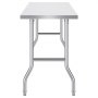 VEVOR stainless steel kitchen island with sturdy legs and sleek surface.