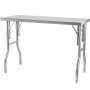 VEVOR Commercial Worktable Workstation 121.9x61 cm Folding Commercial Prep Table, Heavy-duty Stainless Steel Folding Table with 299.8 kg Load, Kitchen Work Table, Silver Stainless Steel Kitchen Island