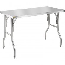 VEVOR Commercial Worktable Workstation 121.9x61 cm Folding Commercial Prep Table, Heavy-duty Stainless Steel Folding Table with 299.8 kg Load, Kitchen Work Table, Silver Stainless Steel Kitchen Island