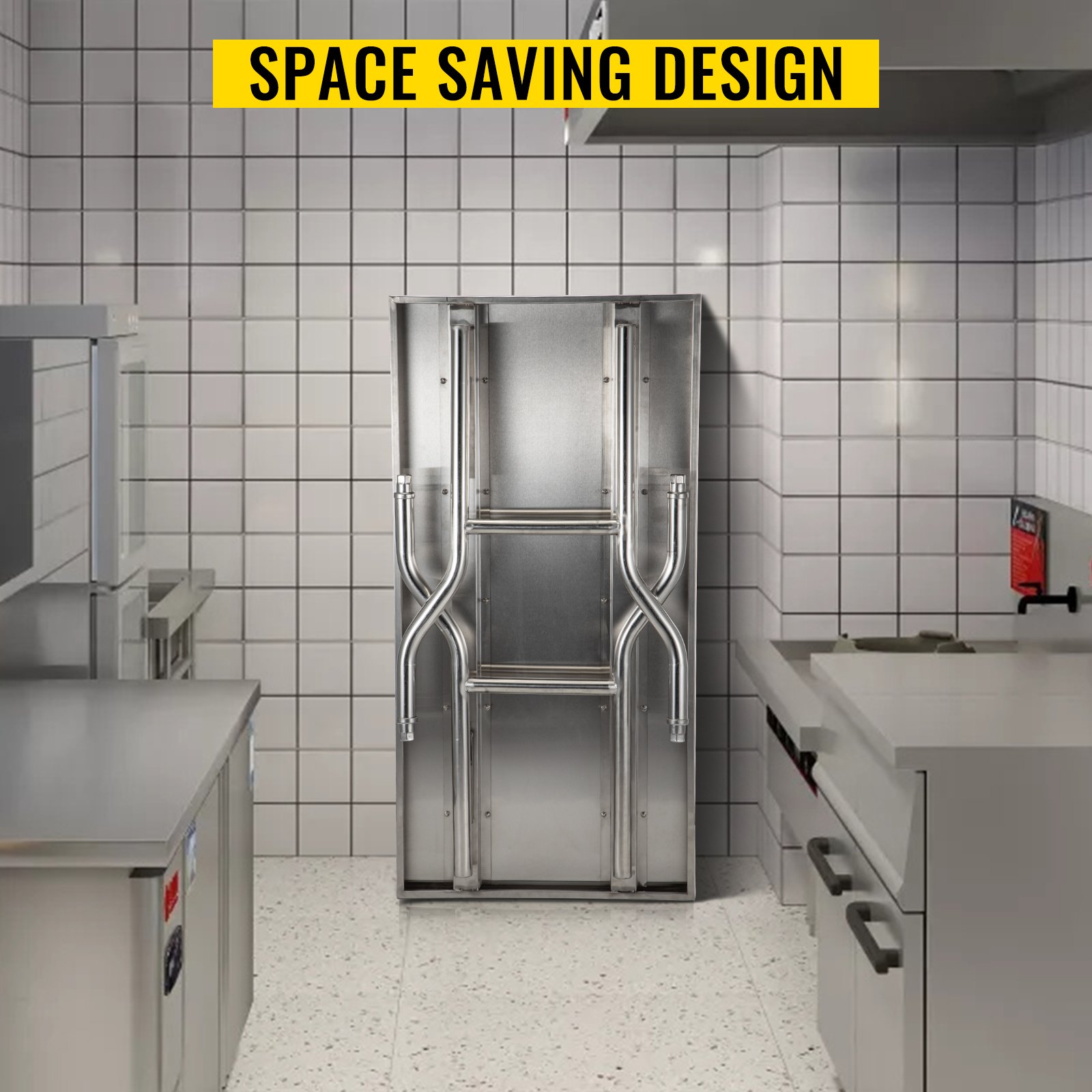 VEVOR Folding Commercial Prep Table, 48 x 24 Inch Commercial Worktable Workstation, Heavy-duty Stainless Steel Folding Table, Kitchen Work Table, for Home Kitchen Restaurant Garage