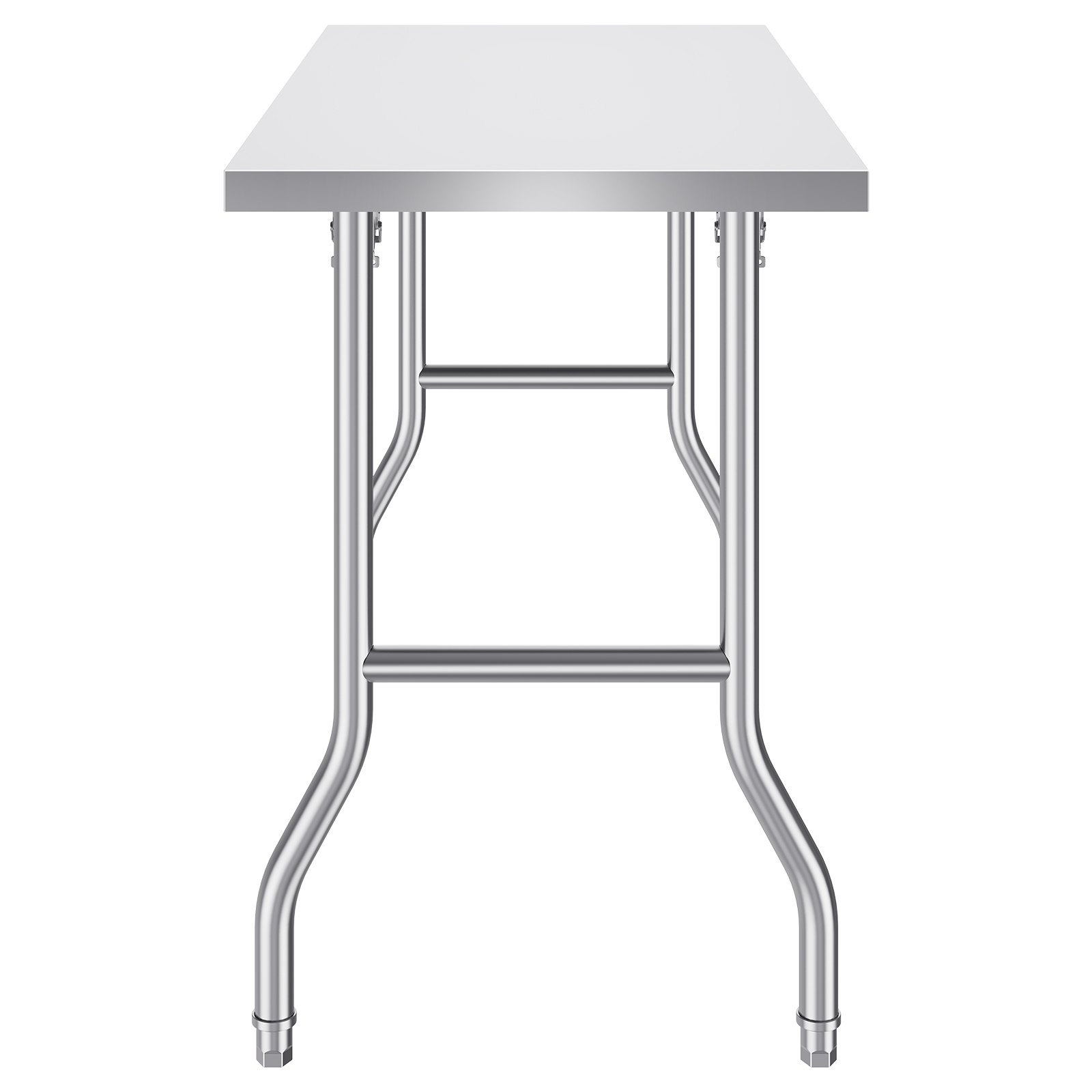 VEVOR stainless steel kitchen island with sturdy legs and sleek surface.