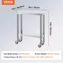 VEVOR Stainless Steel Work Table 762 x 305 x 864 mm, 317 kg Load Capacity with 4 Wheels, 3 Adjustable Height Levels, Heavy Duty Food Prep Worktable for Commercial Kitchen Restaurant, Silver