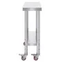 VEVOR Stainless Steel Work Table 762 x 305 x 864 mm, 317 kg Load Capacity with 4 Wheels, 3 Adjustable Height Levels, Heavy Duty Food Prep Worktable for Commercial Kitchen Restaurant, Silver