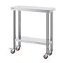 VEVOR Stainless Steel Work Table 762 x 305 x 864 mm, 317 kg Load Capacity with 4 Wheels, 3 Adjustable Height Levels, Heavy Duty Food Prep Worktable for Commercial Kitchen Restaurant, Silver