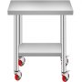 VEVOR Stainless Steel Work Table 30 x 18 x 34 Inch, 700 LBS Load Capacity with 4 Wheels, 3 Adjustable Height Levels, Heavy Duty Food Prep Worktable for Commercial Kitchen Restaurant, Silver