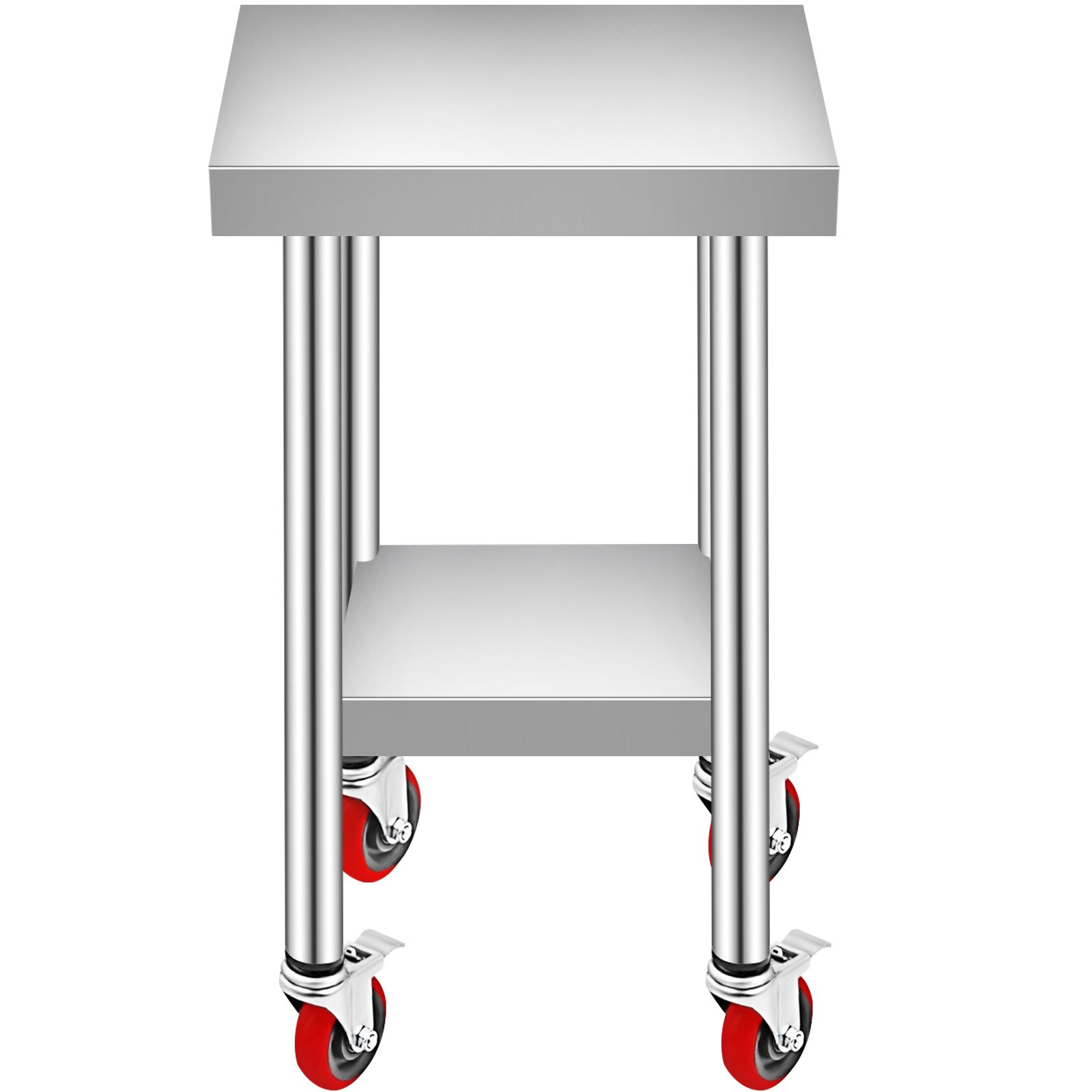 VEVOR Stainless Steel Work Table 30 x 18 x 34 Inch, 700 LBS Load Capacity with 4 Wheels, 3 Adjustable Height Levels, Heavy Duty Food Prep Worktable for Commercial Kitchen Restaurant, Silver