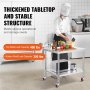 VEVOR stainless steel work table with 400 lbs top and 300 lbs bottom shelf load capacity