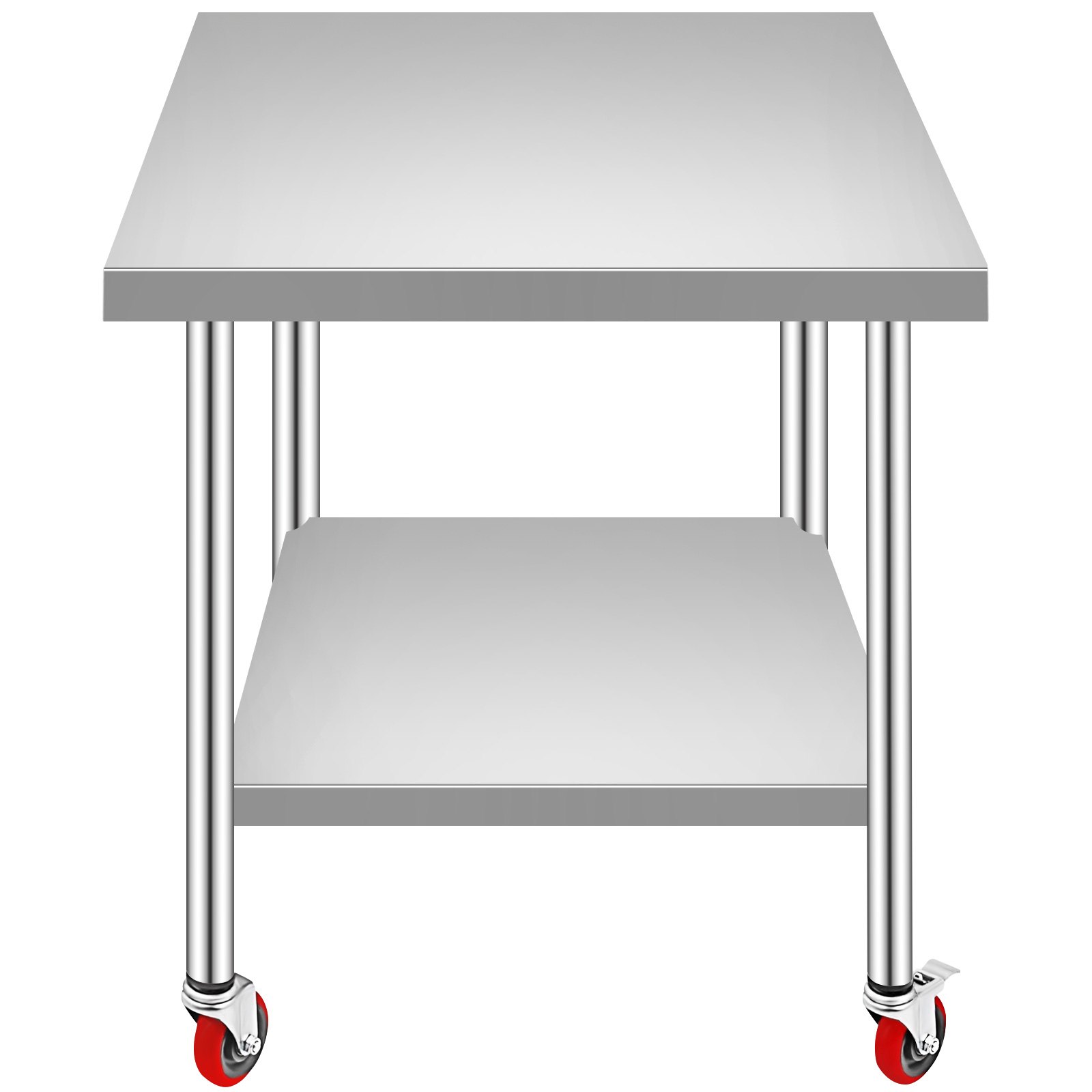VEVOR Stainless Steel Work Table 36 x 30 x 34 Inch, 700 LBS Load Capacity with 4 Wheels, 3 Adjustable Height Levels, Heavy Duty Food Prep Worktable for Commercial Kitchen Restaurant, Silver
