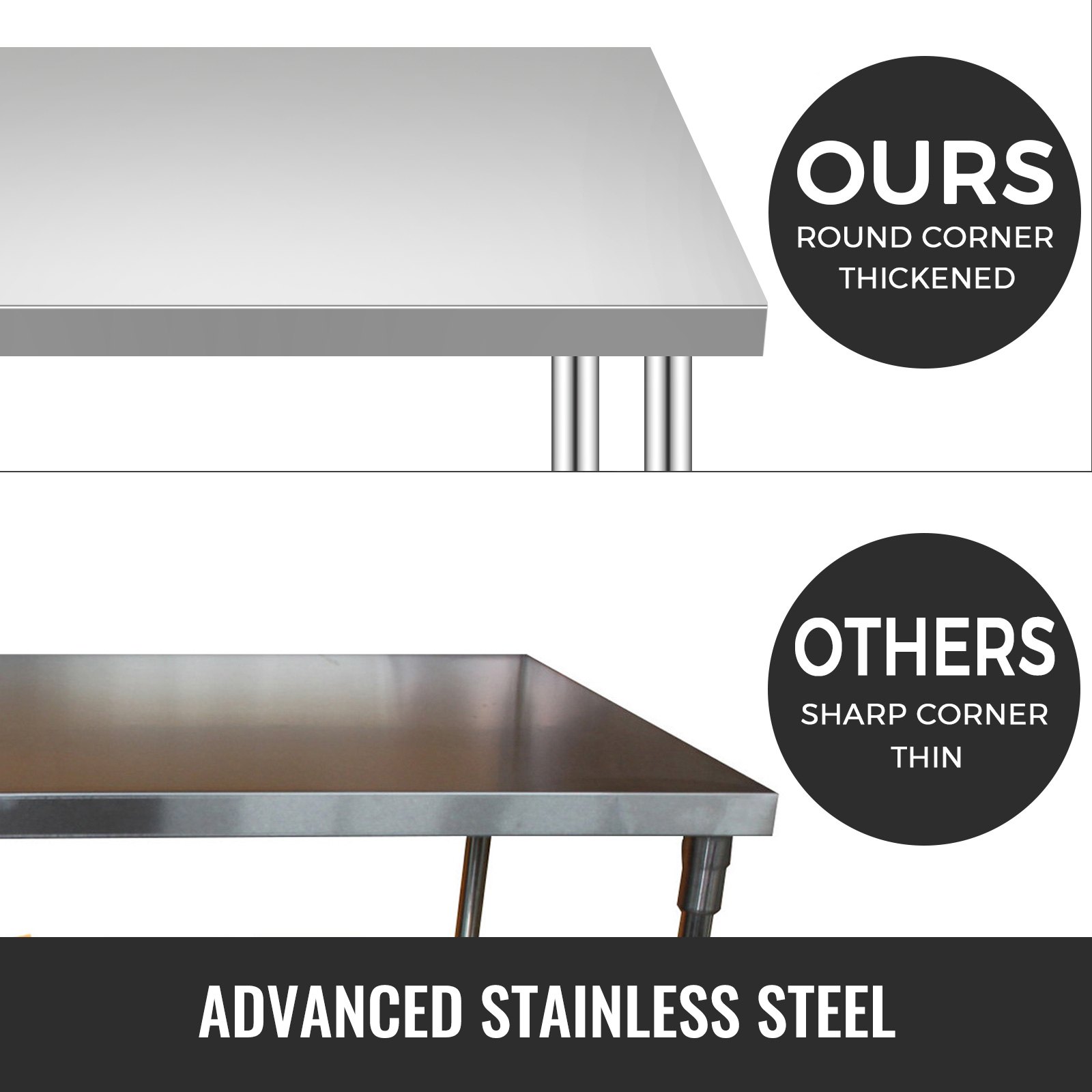 VEVOR Stainless Steel Work Table 36 x 30 x 34 Inch, 700 LBS Load Capacity with 4 Wheels, 3 Adjustable Height Levels, Heavy Duty Food Prep Worktable for Commercial Kitchen Restaurant, Silver