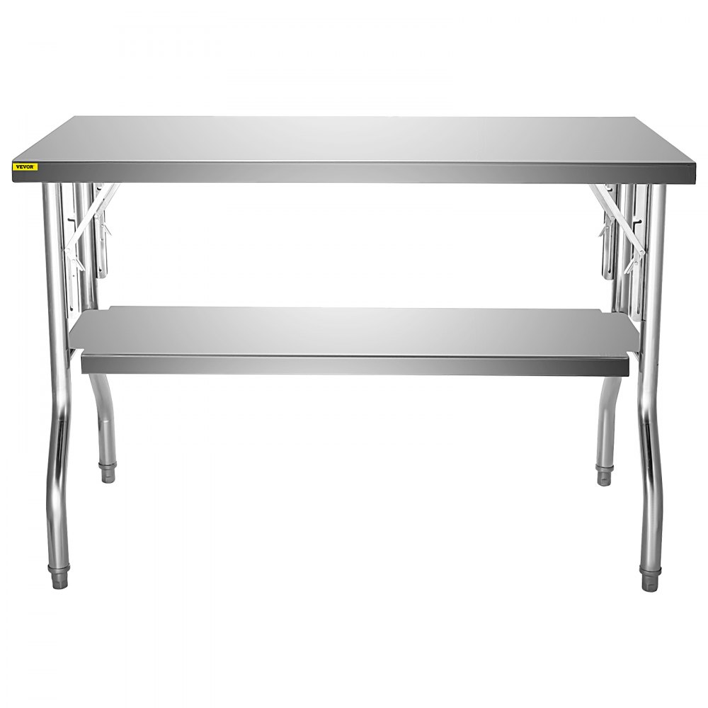 VEVOR Mesa de trabajo comercial estación de trabajo mesa de preparación  comercial plegable de 48 x 30 pulgadas, mesa plegable de acero inoxidable  de