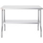 VEVOR commercial worktable with stainless steel top and lower storage shelf.