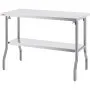 VEVOR Commercial Worktable Workstation 121.9x61 cm Folding Commercial Prep Table, Heavy-duty Stainless Steel Folding Table with 350.2 kg Load, Kitchen Work Table, Silver Stainless Steel Kitchen Island