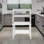 VEVOR double overshelf in a sleek modern kitchen with window and green plants.