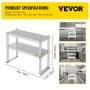 VEVOR Double Overshelf, Double Tier Stainless Steel Overshelf, 30 in. L x 12 in. W Double Deck Overshelf, Height Adjustable Overshelf for Prep & Work Table in Kitchen, Restaurant
