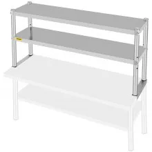VEVOR Double Overshelf Stainless Steel Overshelf 2-Tier 12" x 48" for Prep Table