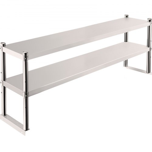 VEVOR Double Overshelf Stainless Steel Overshelf 2-Tier 30x152cm for Prep Table