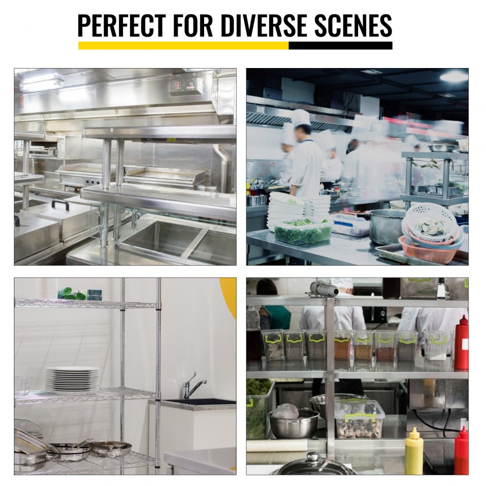 VEVOR Double Overshelf, Double Tier Stainless Steel Overshelf, 60 in. Length x 12 in. Width Double Deck Overshelf, Height Adjustable Overshelf for Prep & Work Table in Kitchen, Restaurant and Workshop