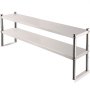 stainless steel VEVOR double overshelf with two tiers for kitchen storage.