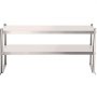 stainless steel VEVOR double overshelf with two-tier design for kitchen storage.