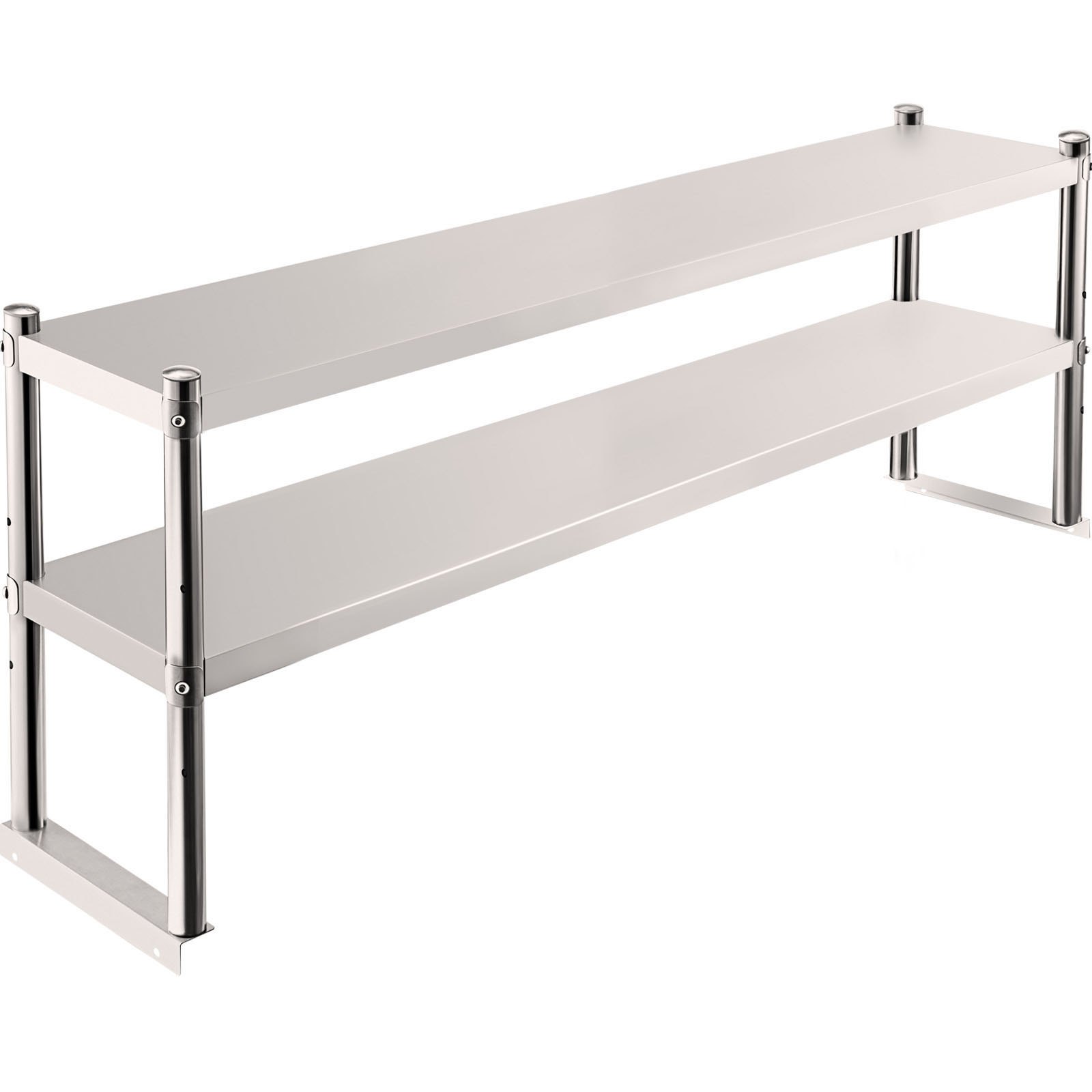 VEVOR double overshelf with two stainless steel tiers for kitchen storage.