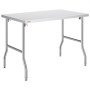 VEVOR folding commercial prep table with stainless steel legs and a sleek design.