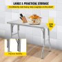 VEVOR 1220x762mm Stainless Steel Kitchen Bench Work Food Prep Table Foldable