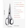 VEVOR Kitchen Scissors, Durable Stainless Steel Kitchen Shears with Protective Sheath, Heavy Duty Cooking Shears Soft Grip Comfort Handle, Kitchen Utensil for Cutting Meat, Food, Fish, Poultry, Grey