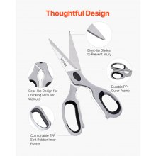 Kitchen Scissors Stainless Steel Kitchen Shears Protective Sheath Grey