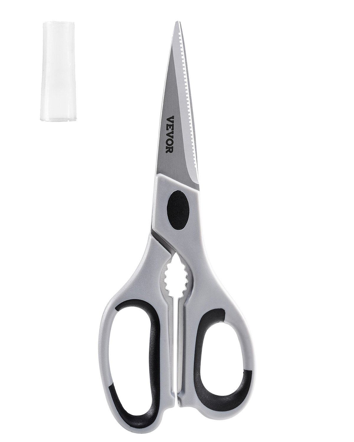 VEVOR Kitchen Scissors, Durable Stainless Steel Kitchen Shears with Protective Sheath, Heavy Duty Cooking Shears Soft Grip Comfort Handle, Kitchen Utensil for Cutting Meat, Food, Fish, Poultry, Grey