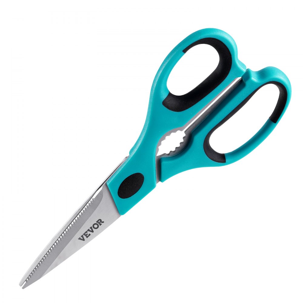 VEVOR Kitchen Scissors, 2 Pack Durable Stainless Steel Kitchen Shears with Sheaths, Heavy Duty Cooking Shears with Soft Grip Comfort Handle, Kitchen Utensil for Cutting Meat, Fish, Poultry, Cyan+Grey