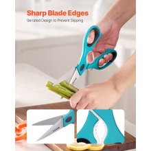 Kitchen Scissors 2 Pack Stainless Steel Kitchen Cooking Shears Cyan+Grey