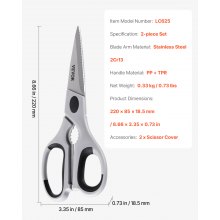 Kitchen Scissors 2 Pack Stainless Steel Kitchen Cooking Shears Cyan+Grey