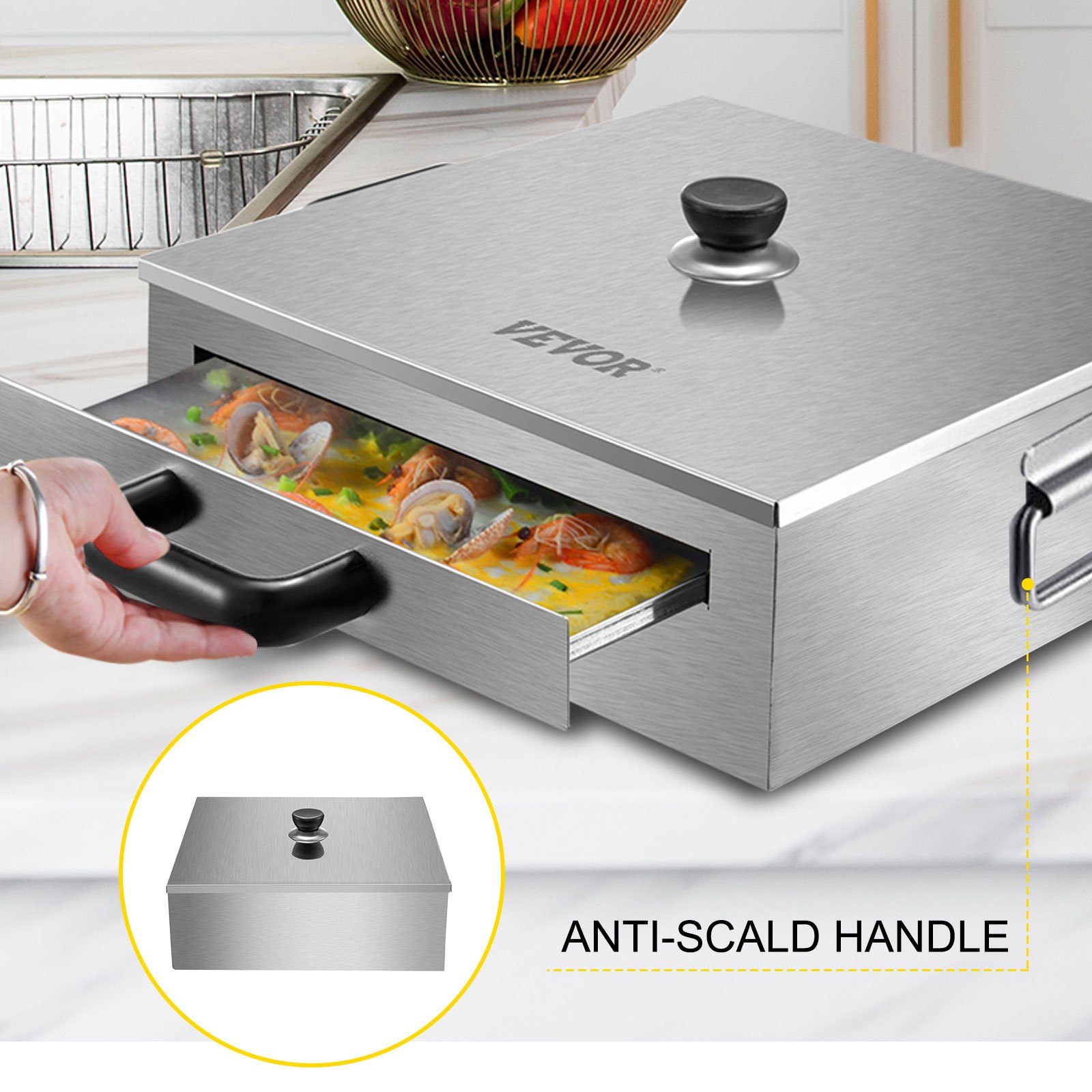 VEVOR Rice Roll Steamer Stainless Steel Steaming Food Cook Restaurant Kitchen