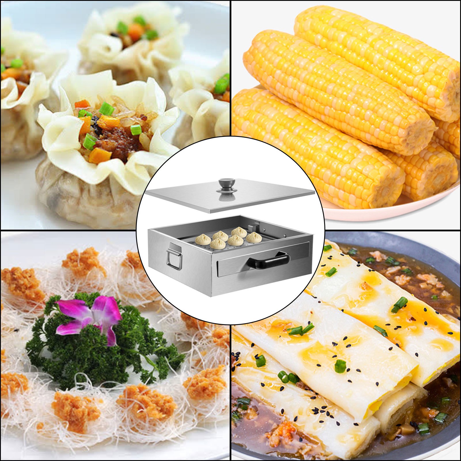 VEVOR Rice Roll Steamer Stainless Steel Steaming Food Cook Restaurant Kitchen