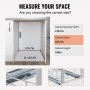 measure your cabinet dimensions for VEVOR pull-out trash can installation; width ≥19.7in, depth ≥23.3in, height ≥30in.