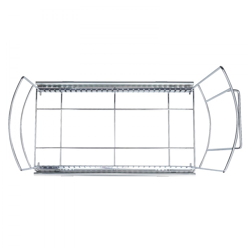 top view of a metal frame for a VEVOR pull-out trash can with side handles and an open structure.