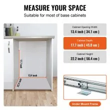 VEVOR Pull-Out Trash Can, Under Mount Kitchen Waste Container with Slide ang Handle, 35.3 lbs Load Capacity Heavy Duty Garbage Recycling Bin for Kitchen Cabinet, Sink, Under Counter (Bin Not Include)