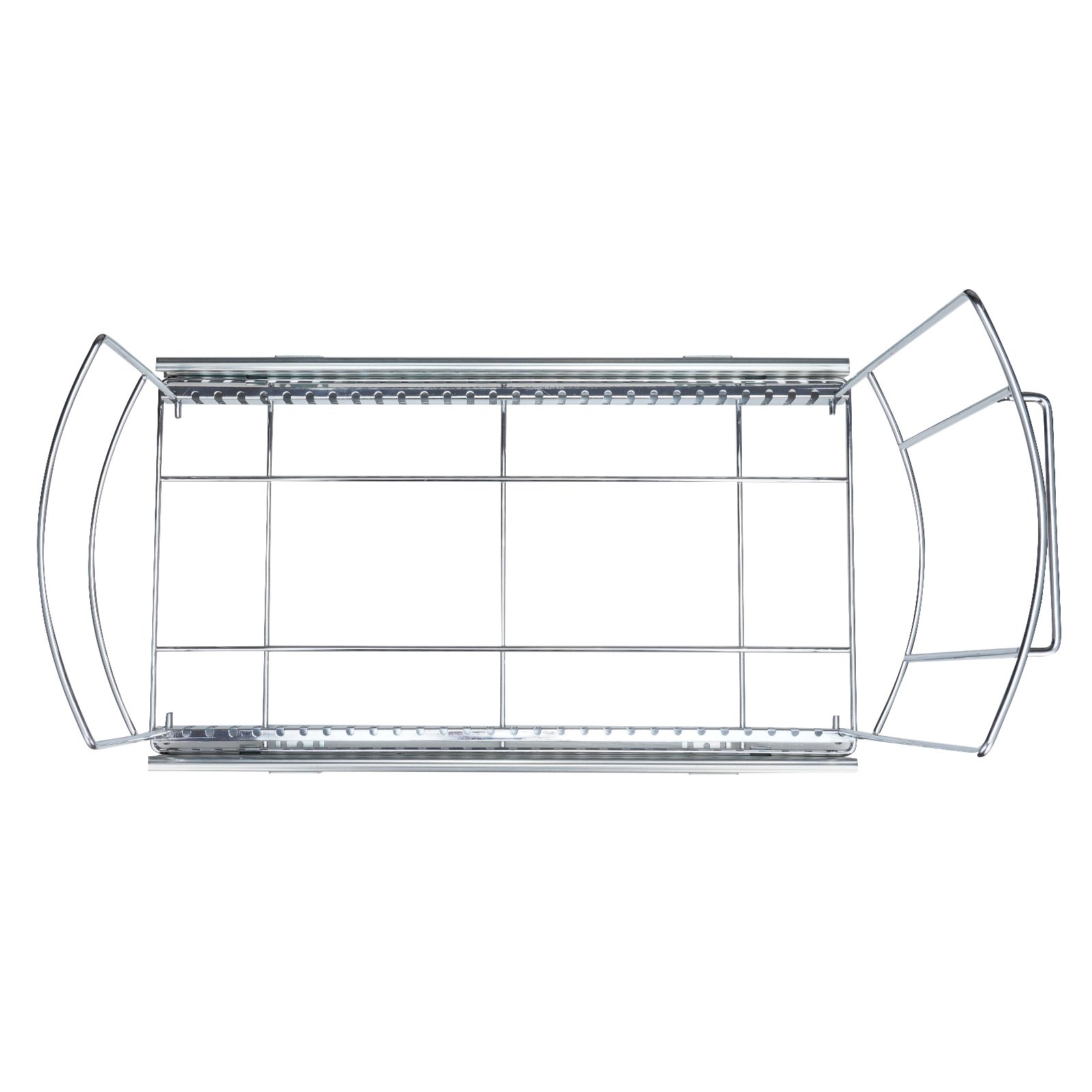 top view of a metal frame for a VEVOR pull-out trash can with side handles and an open structure.