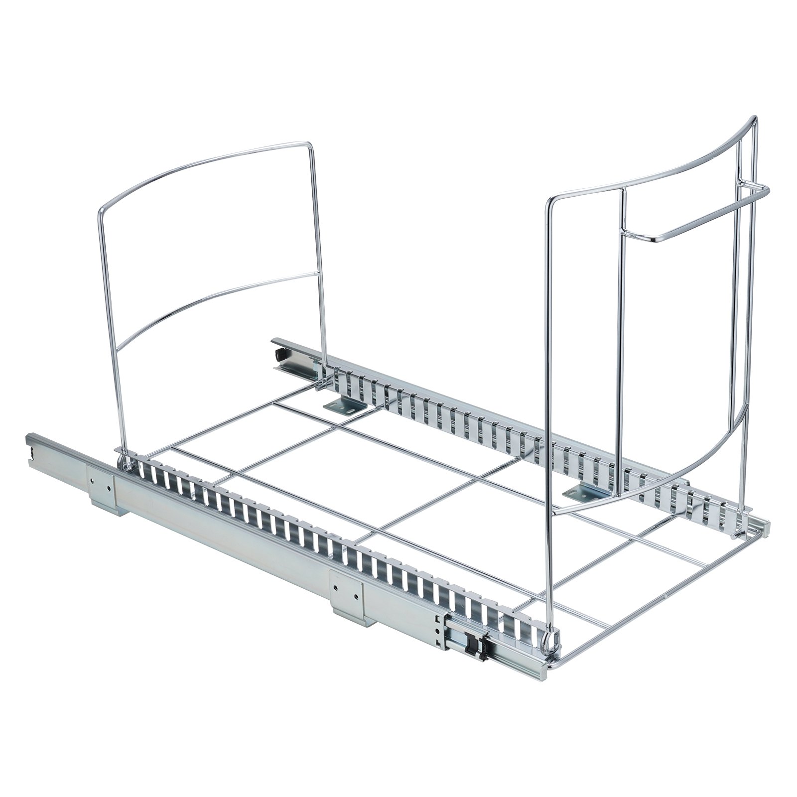 VEVOR pull-out trash can with sturdy metal frame on sliding rails for easy under-sink installation.